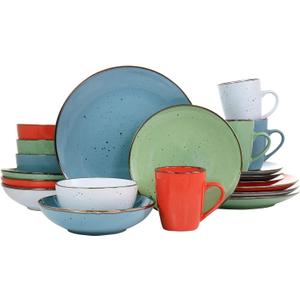 Elama Evelynn 20 Piece Mix and Match Multi-Colored Dinnerware Set in Assorted Colors