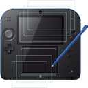 Screen Protector and Stylus Compatible 2DS, AFUNTA 3 Pack (6 Pcs) HD Clear PET Film for Top and Bottom Screen, with 1 Plastic Blue Screen Touch Pen