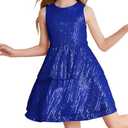 Danna Belle Girls Sequin Dress Sleeveless Party Birthday Dual-Layer Dresses 5-14