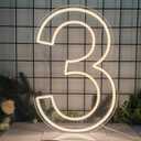 LED Neon Signs Number 3 Birthdays Decor Neon Lights Party USB Plus Battery Case Light up your baby's birthday with our Neon Number Three Sign (Number 3)