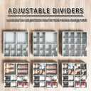 Shoe Organizer for Closet, 2 Pack Foldable Shoe Storage Organizer Box Bin with Adjustable Dividers and Clear Cover, Fits up to 16-32 PairsGrey&Beige