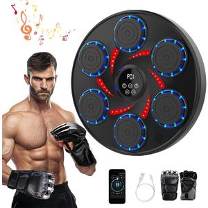 Music Boxing Machine for Adults Kids Large Size Interactive Punching Pad Trainer with Boxing Gloves Wall Mounted Electronic Musical Boxing Machine,9 Modes & 9 Speeds (Red)