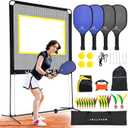 UBALANCE Pickleball Net Set with 4 Paddles for Indoor & Outdoor Sport, Portable All-in-One Ball Game Equipment, Like Fun Pickleball, Badminton, Tennis, Easy Setup for Backyard, Driveway
