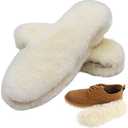 Bacophy 2 Pairs Genuine Thick Sheepskin Fleece Insoles for Women, Premium Warm Fluffy Wool Replacement Cozy Breathable Inner Soles for Shoes Boots Slippers Women Large