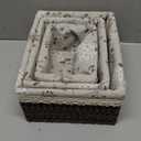 3 Pcs Handmade Wicker Storage Baskets Set Shelf Baskets,Woven Decorative Home Storage Bins for Bedroom,livingroom,kitchenroom,Table,Closet,Pantry, Entryway, Home Decor Brown