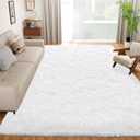 Dssimo Super Fluffy Area Rug for Bedroom, Modern Shag White Area Rugs, Soft Plush Small Carpet for Kids,Girls Boys and Teens Decorations for Living Room Dorm Nursery Classroom, 5x7 Feet