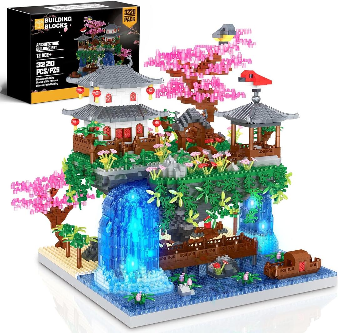 Cherry Blossom Tree Building Set, Chinese Architecture Blocks Japanese Sakura House Set Bonsai Kit, Sets for Adults Gift Kids Age 12+(3220 Pieces) (PBS001)