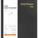SUNEE 2026 Daily Planner A5 Hardcover – Hourly Schedule Organizer with Monthly Tabs & Task Tracker – Black Cover Time Management Notebook for Work, School, Personal Goals
