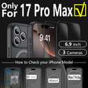 YFEMLAZ Magnetic for iPhone 17 Pro Max Case,with Screen Protectors X2,Full Camera Protection,Compatible with MagSafe,Translucent Matte,Anti-FingerprintShockproof Protective Phone Case,6.9",Black