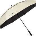 G4Free 54 Inch UV Protection Golf Umbrella Auto Open Vented Double Canopy Oversize Extra Large Windproof Sun Rain Umbrellas (Ivory/ Black)