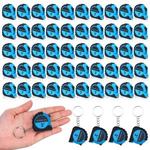 Kanayu 50 Pieces Mini Tape Measure Keychains 3 ft Small Retractable Measuring Tape Bulk with Lock Steel Easy Read Pocket for Birthday Party Favors Daily Use(Blue)