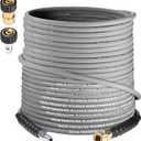 1/4" Pressure Washer Hose 125 FT 4500 PSI, Steel Braided Layer & NonMarking Rubber for Hot/Cold Water High Power Washer Replacement With Quick Connect & M22 Fitting, Industrial-grade (Gray)