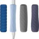 ELETIUO Pencil Grip 4-Pack Silicone Sleeve Cover Compatible with Apple Pencil Pro/USB-C/2nd Gen- Ergonomic Grip Holder with 4 Textures for Writing & Drawing, Protective Case, 4 Colors (Dark grey,Light grey,Dark blue,Light blue)