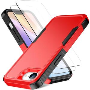 for iPhone 16e Case [Shockproof] [Drop Proof] [Heavy Duty Protection] [Pocket-Friendly] Slim & Tough Non-Slip Protective Phone Cover for iPhone 16e 2025 6.1inch, Red