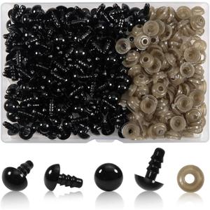 Generic 9mm Round Black Flat Domed Plastic Safety Eyes for Craft Amigurumi Dolls or Puppets (Bulk Pack of 144), FEY-9-Bulk