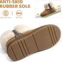 Bigwow Girls Warm Snow Boots Winter Ankle Boots Fuzzy Plush Non-Slip Sole for Toddler Kids (11 Little Kid, Brown)