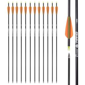 Carbon Arrow Hunting Arrows with 100 Grain Removable Tips for Archery Compound & Recurve & Traditional Bow Practice Shooting (Pack of 12)