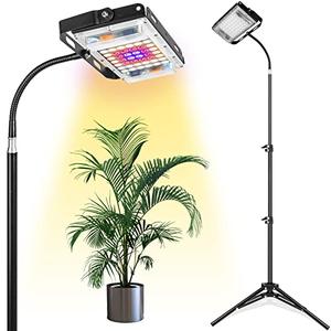 LBW Grow Light with Stand, Full Spectrum LED Floor Plant Light for Indoor Plants, Grow Lamp with On/Off Switch, Adjustable Tripod Stand 15-48 inches