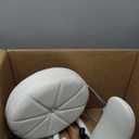 PU Leather Rolling Stool with Back Support Height Adjustable Swivel Stool Chair with Wheels Drafting Chair for Spa Slaon Massage Stable Base Foot White