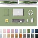 YSAGi Leather Desk Protector, Office Mat, Large Mouse Mat, Non-Slip PU Leather Blotter, Laptop Desk Pad, Waterproof Writing Pad for Office and Home (Bamboo Green, 47.2" x 23.6")