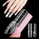 HUCHU 3D French Dual Forms for Polygel: Easy Nail Form Creates French Apex Nails for Builder Gel Acrylic Nail Extensions DIY - 5S Easy Removal Reusable Nail Forms for Professional -120pcs 15Size