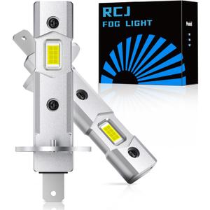RCJ H1 Bulbs, 1:1 Mini Size H1 Fog Light Bulbs, 16000LM 600% Brighter 6000K Cool White, Plug and Play No Adapter Required, Pack of 2