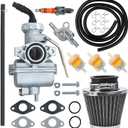 PZ20 Carburetor Carb Air filter Fuel Line Kit for 50cc-125cc Taotao ATA-110B 125D Boulder B1 T-Force Coolster Apollo kazuma Kids ATV Four Wheeler XR70 XR80 CRF70 CRF80F Dirt Pit bike (BLACK)