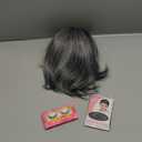 RENERSHOW Short Grey Bob Wig with Curtain Bangs for White Women Chin Length Gray Highlight Wigs Synthetic Natural Look Salt N Pepper Wig