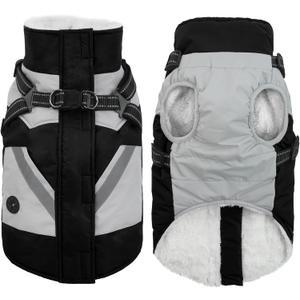 IECOii Warm Small Dog Coat Harness with D Ring -Black,Small- Zip Small Dog Jacket Winter Reflective, Fleece Lined Dogs Snowsuit Snow Jacket,Pet Clothes for Small Dogs Yorkshire Terrier Bichon Shih