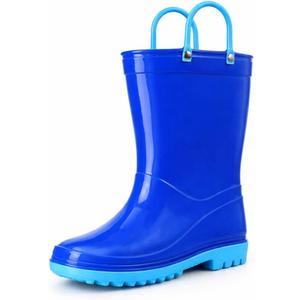 Puddle Play Toddler and Kids Waterproof PVC Rain Boots with Easy-On Handles  Lightweight Slip-Resistant Outdoor Boots for Boys and Girls (4 Little Kid)