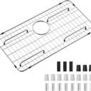 Kitchen Sink Grid and Sink Protectors 26" X 14 1/16", with Rear Drain Stainless Steel Sink Grids for Bottom of Kitchen Sinks, for Single Bowl Sinks(26" X 14 1/16" Rear Drain)
