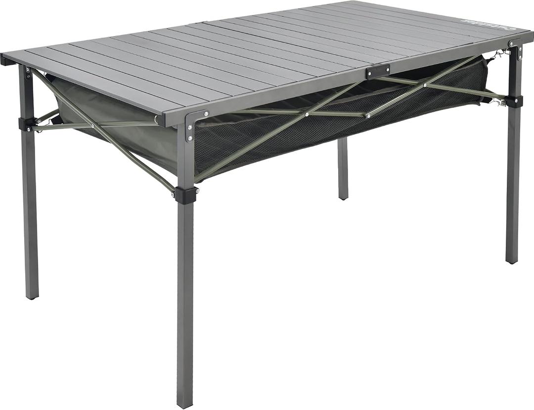 OUTSIDER Portable Aluminum Roll-Up Camping Table | Lightweight Folding Outdoor Table with Storage Mesh Pocket & Carry Bag for BBQ, Beach, Backyard., 46.25 x 27.56 x 27.56 inches