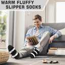 Mens Slipper Socks with Grippers, Winter Gift Warm Thermal Fuzzy with Non Slip Floor Home Socks US 9-12 ((Snowflake Grips) Paw Collection)