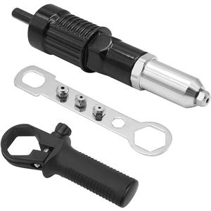 DUSCOKE Pop Rivet Gun Adapter Kit, Rivet Drill Attachment with 4 Rivets Heads 2.4mm/3.2mm/4.0mm/4.8mm, Cordless Electric Drill Riveter Insert Nut Tool, Cordless Rivet Gun Power Drill Adaptor Kit