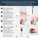 Airy Abode Premium Walnut Square Furniture Legs (Full Install Kit) - Pick Your Size and Color