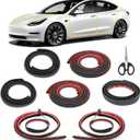 Car Weather Stripping for Tesla Model 3, Soundproof Seal for Wind Noise Reduction, Door & Trunk & A/B Pillar Rubber Seals
