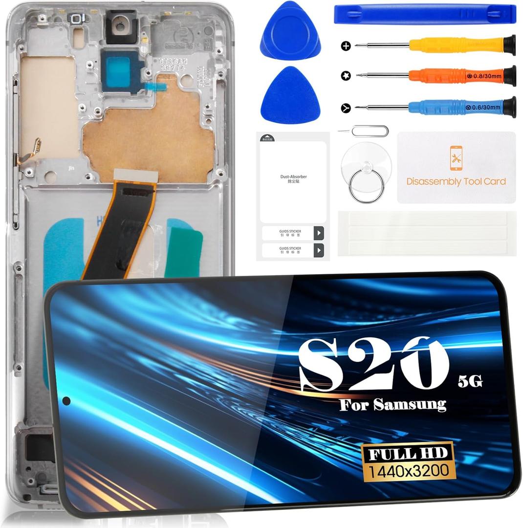 Incell for Samsung S20 5g Screen Replacement for Samsung Galaxy S20 5g LCD Digitizer Repair Kits for Samsung SM-G981 Touch Screen Display Assembly Replacement with Frame (Cosmic Grey) Incell for Samsung S20 5g Screen Replacement for Samsung Galaxy S20 5g LCD Digitizer Repair Kits for Samsung SM-G981 Touch Screen Display Assembly Replacement with Frame (Cosmic Grey)