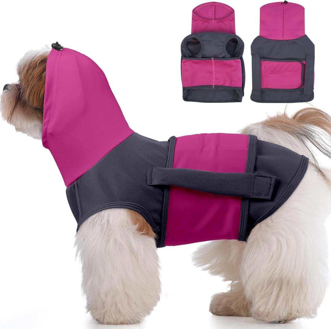 Calming Vest for Small Dogs,Color Block Anxiety Relief Shirt for Fireworks,Separation & Travel,High Neck Wraps Head & Ears,Soft & Adjustable for Comfort,Machine Washable,Purple-XS (X-Small (Chest:16.9")