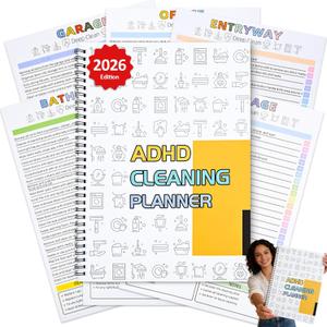 2 x ADHD Cleaning Planner for Adults and Teens  Undated Cleaning Schedule & Organizing Checklist with Daily, Weekly & Monthly Tasks for Home Management and Chore Tracking