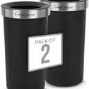 Simpli-Magic 16 Gallon (60L) Open Top Trash Can – Round Commercial Trash Can – Smudge-Resistant, Easy to Clean, Non-Skid Base, Stainless Steel, No Cans, 9 Lids