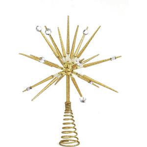 Christmas Tree Topper, Gold Glittered Starburst Tree Topper Star, Folding Tree Topper Christmas Decor for Home