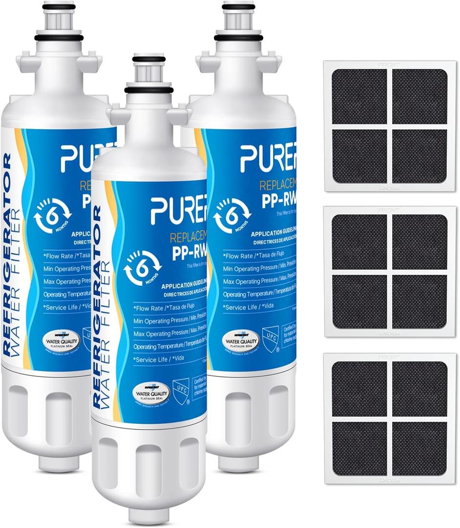 PUREPLUS 469690 LT700P Replacement for LG Kenmore Elite 9690, ADQ36006102, ADQ36006101, LFXS30766S, LFX28968ST, LFX31925ST, LFX31945ST, RWF1052, LT120F, Refrigerator Water and Air Filter Combo, 3Pack (3+3 Count (Pack of 1))