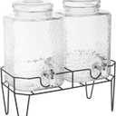 Style Setter Glass Beverage Dispenser with Stand (Set of 2), 1.5 Gallon Glass Drink Dispenser with Stand & Spigot, Party Drink Dispenser for Lemonade, Punch, Water, Juice Dispensers for Parties (Hamburg New Box)