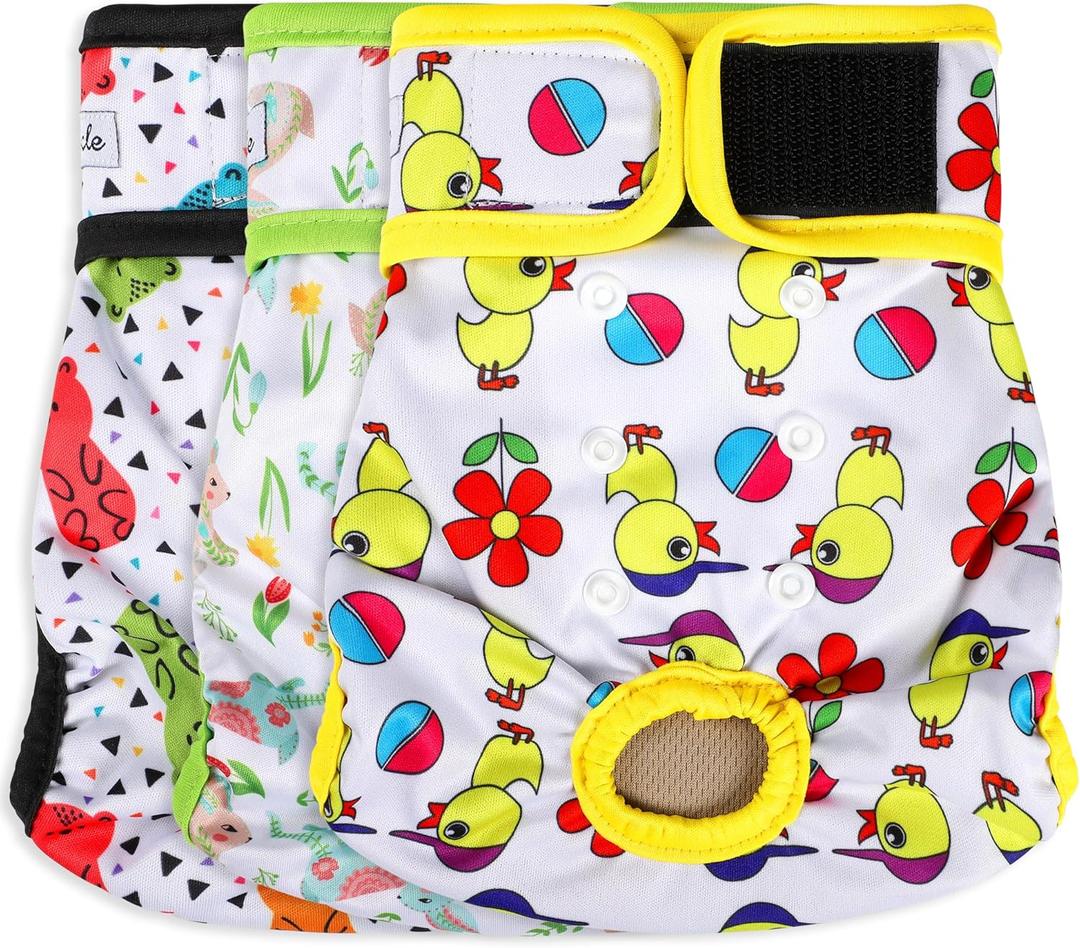 Washable Female Dog Diapers - Premium Reusable Diapers for Doggie in Heat - Highly Absorbent Dog Diapers Female for Pet Incontinence with Adjustable Snaps(Animals, XXL) (XX-Large(27.5"-33"Waist))