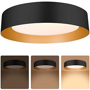 Bargeni 16 Inch LED Ceiling Light Fixture, Dimmable Flush Mount Matte Black With Gold Inside, 3000K/Warm White/30W, Modern Light Fixtures Mount for Bedroom, Outdoor, Foyer