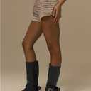 Women's Micro Mini Gingham Shorts Mid Rise Mini Shorts Vintage Summer Outfits (Beige, L)