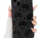 Lovmooful Compatible for iPhone 14 Case Cute Cool Mushroom Black Design for Girls Women Soft TPU Shockproof Protective Girly for iPhone 14-Mushroom