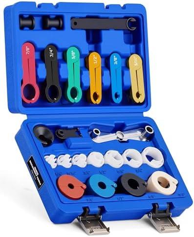Orion Motor Tech Master Quick Disconnect Tool Set, 25pc Line Disconnect Tool Kit for A/C Fuel & Transmission Systems, Fuel Line Disconnect Tools for Mechanics Compatible with Ford Chevy GM More, Blue