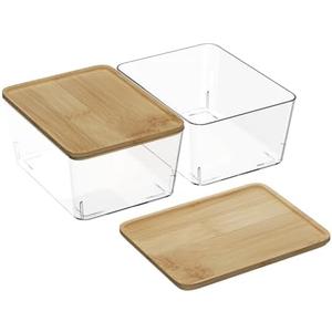 CHANCETSUI Stackable Storage Bins with Lids: Clear, 5x7, 2 Pack
