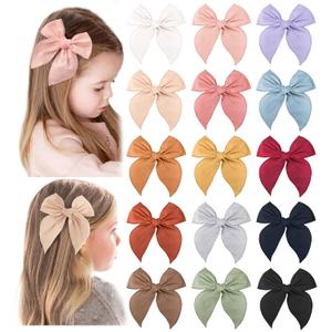 Niceye Fable Girls Hair Bows Cotton Linen Alligator Hair Clips or Little Girls Toddlers Kids Neutral Handmade Hair Accessories - 4.5 bow (Purple Taro)